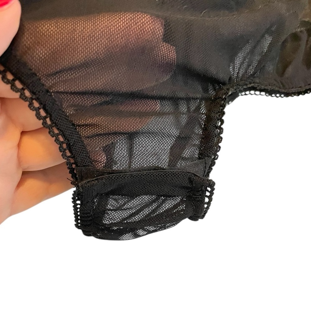 FEiNNYS Black Silk Sheer Floral Embroidered Dainty Romantic Bodysuit, Size Small - Picture 6 of 11